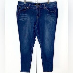 Torrid | Dark-Wash Denim 11” Rise Whiskered Skinny Jeans Sz 20R